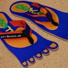 Badelatschen, Zehentrenner, blau, orange, Modell Foot Party Small, BeachBotten