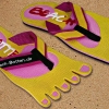 Badelatschen, Zehentrenner, gelb, pink, Modell Foot Party Small, BeachBotten