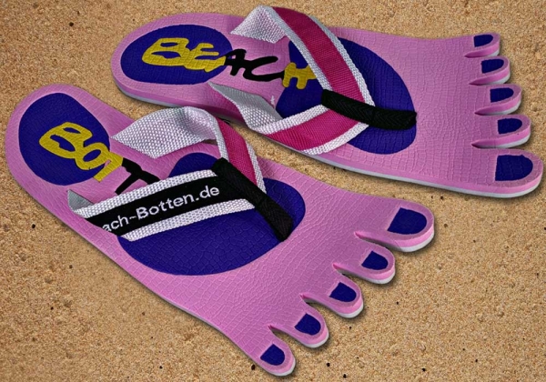 Badelatschen, Zehentrenner, pink, lila, Modell Foot Party Small, BeachBotten